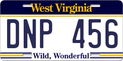 WV license plate DNP456