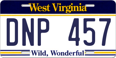 WV license plate DNP457