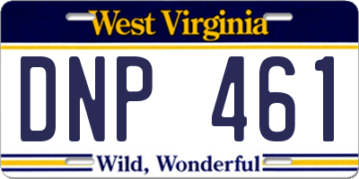 WV license plate DNP461