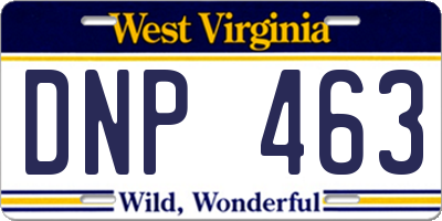 WV license plate DNP463