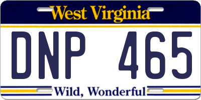 WV license plate DNP465