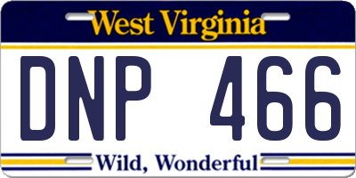 WV license plate DNP466