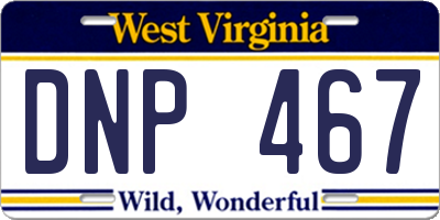 WV license plate DNP467