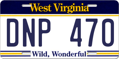 WV license plate DNP470