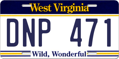 WV license plate DNP471