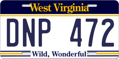 WV license plate DNP472