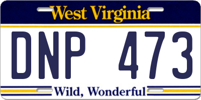 WV license plate DNP473