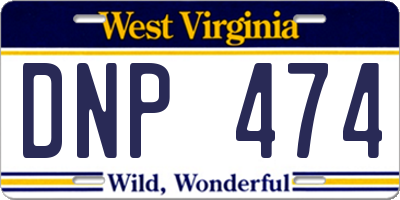 WV license plate DNP474