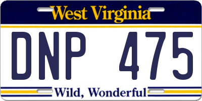 WV license plate DNP475