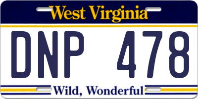 WV license plate DNP478