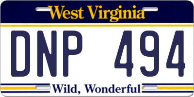 WV license plate DNP494