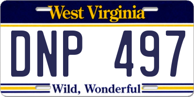 WV license plate DNP497