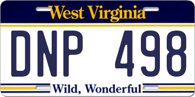 WV license plate DNP498
