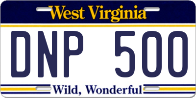 WV license plate DNP500
