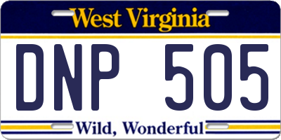 WV license plate DNP505