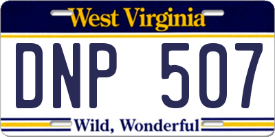 WV license plate DNP507