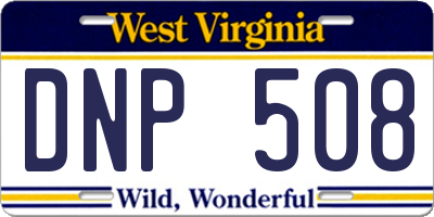 WV license plate DNP508