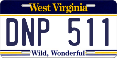 WV license plate DNP511