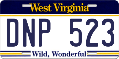 WV license plate DNP523