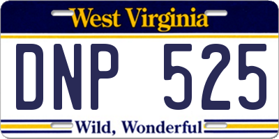 WV license plate DNP525