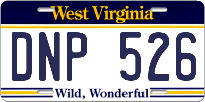 WV license plate DNP526