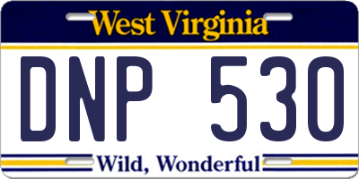 WV license plate DNP530