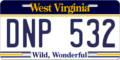 WV license plate DNP532
