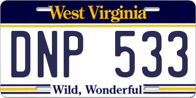WV license plate DNP533