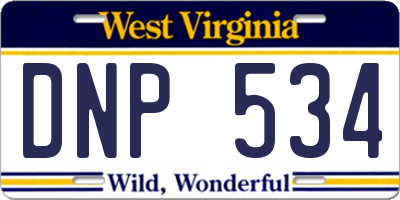 WV license plate DNP534