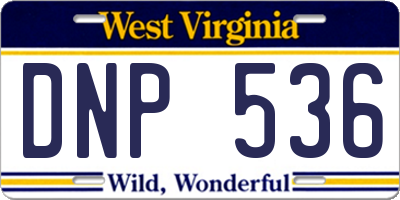 WV license plate DNP536