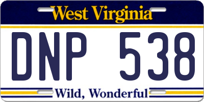 WV license plate DNP538