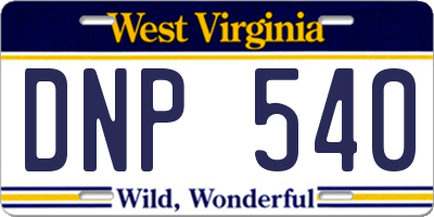 WV license plate DNP540