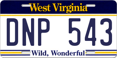 WV license plate DNP543