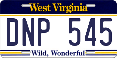 WV license plate DNP545