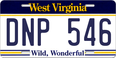 WV license plate DNP546