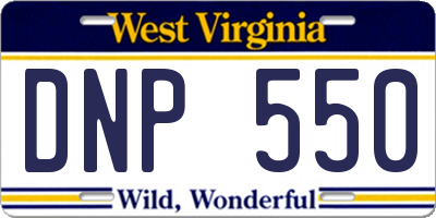 WV license plate DNP550