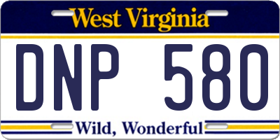 WV license plate DNP580