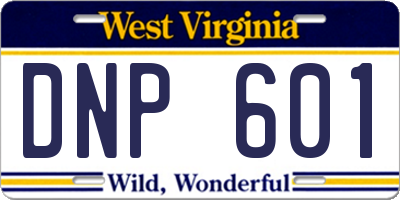 WV license plate DNP601