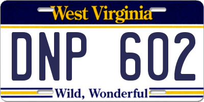 WV license plate DNP602
