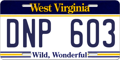 WV license plate DNP603