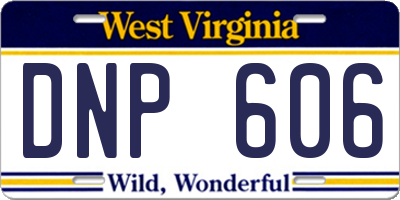 WV license plate DNP606