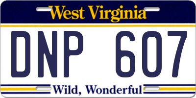 WV license plate DNP607