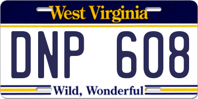 WV license plate DNP608
