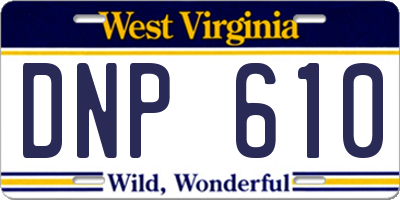 WV license plate DNP610