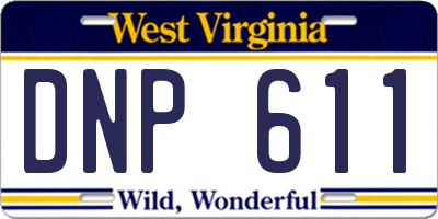 WV license plate DNP611