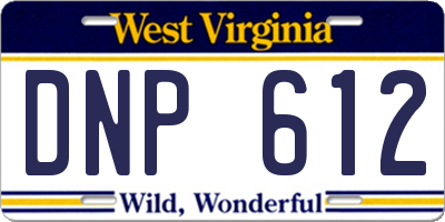 WV license plate DNP612