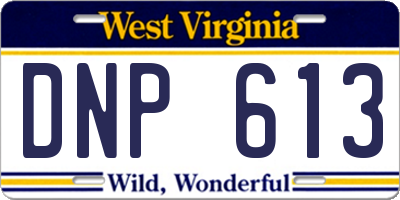WV license plate DNP613