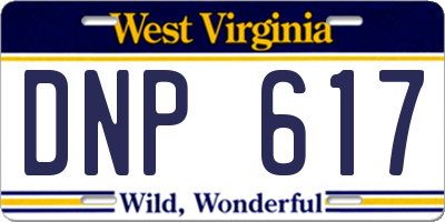 WV license plate DNP617