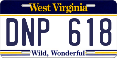 WV license plate DNP618