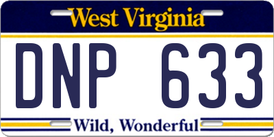 WV license plate DNP633